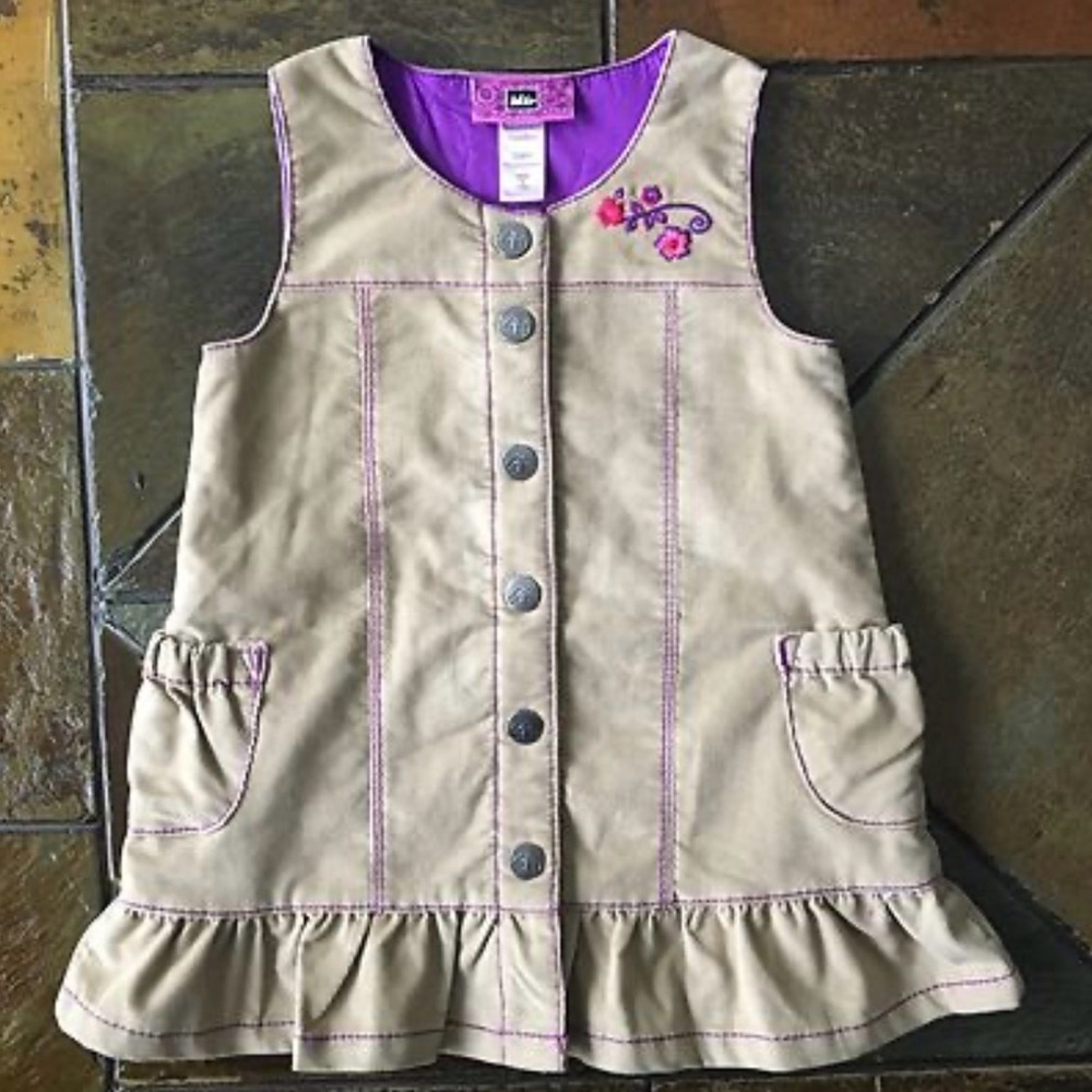 REI Toddler Tan Dress with Purple Accents